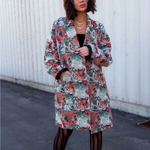 Dressed in LALA Scorpio Coat in Wild Soul Jacquard